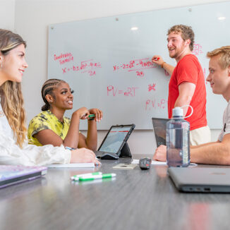 Group of young adults studying together