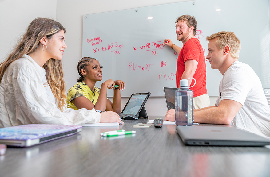 Group of young adults studying together